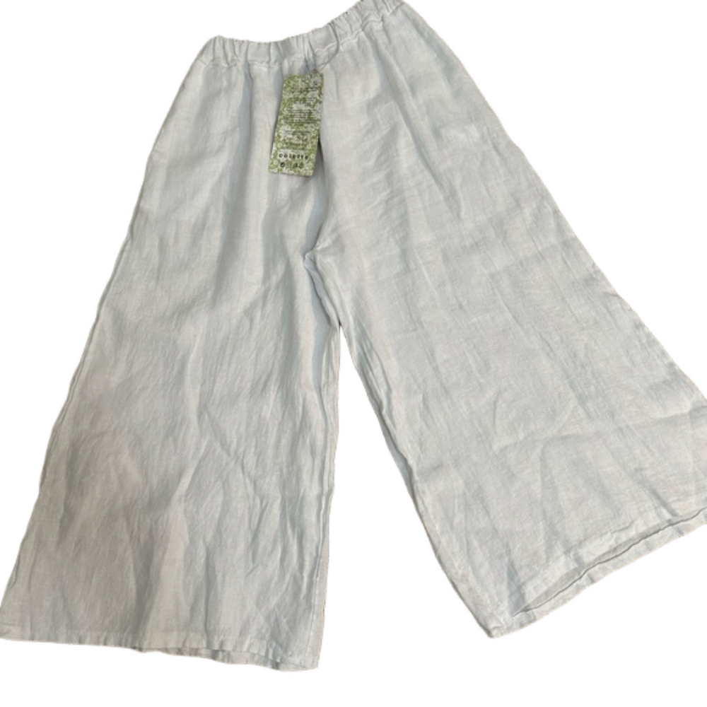 Colette Made in Italy Linen Wide Leg Crop Pants with Pockets NWT